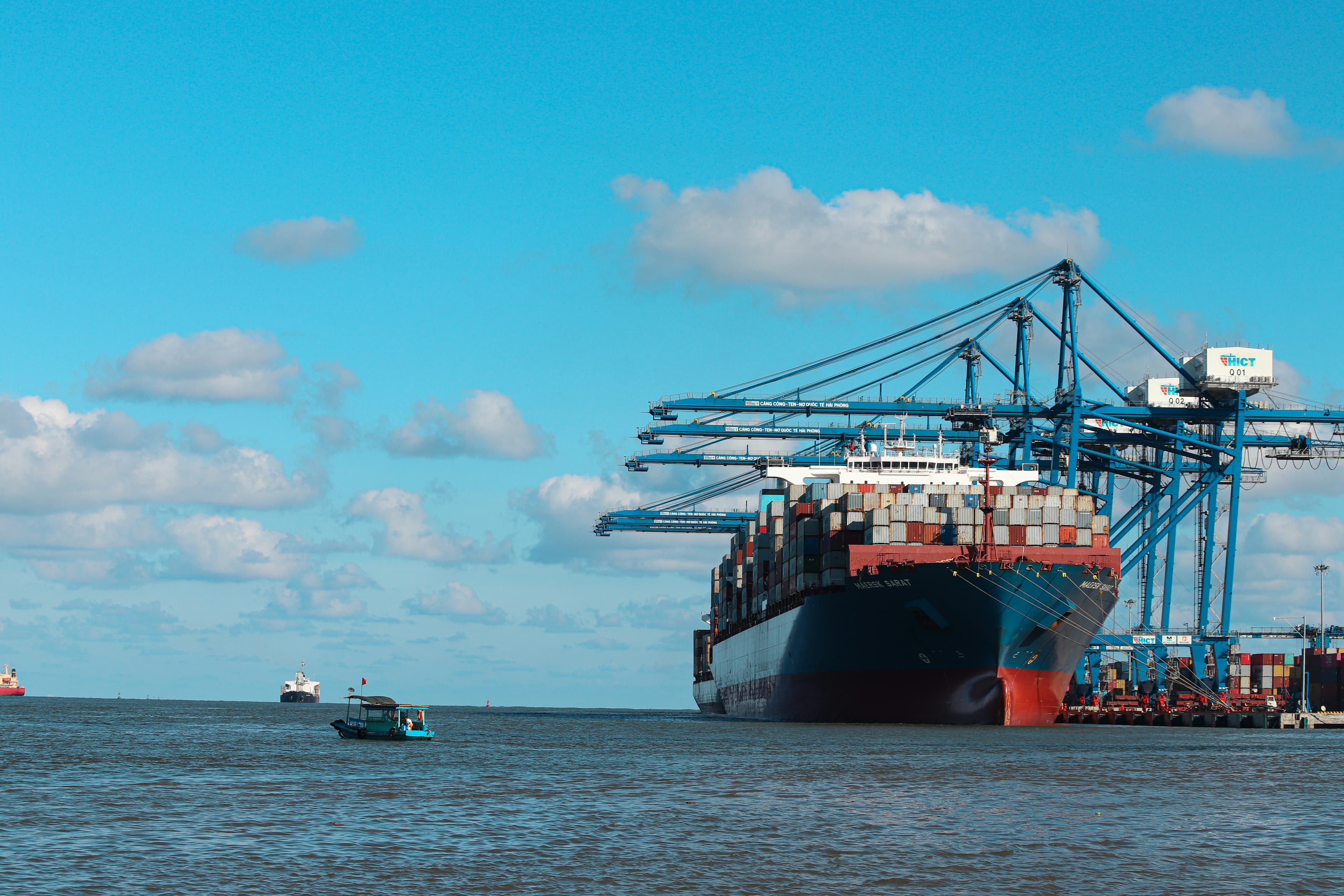 Container ship at port